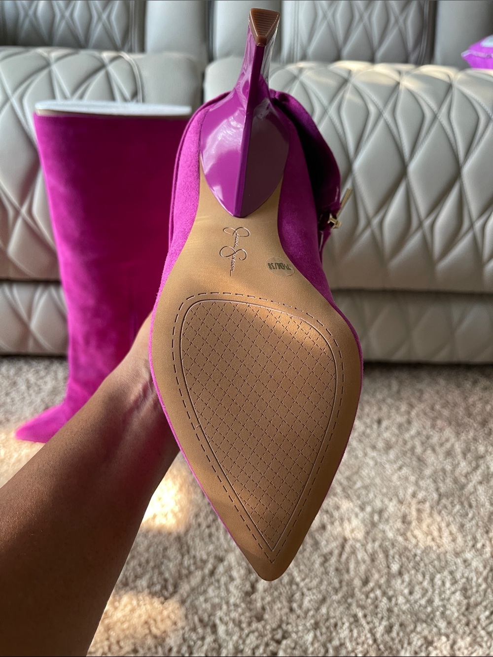 Jessica Simpson Fuchsia Suede Knee-High Stiletto Boots - Picture 8 of 14
